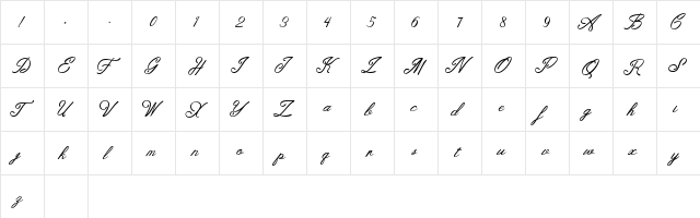 Darllinge Regular  glyph index