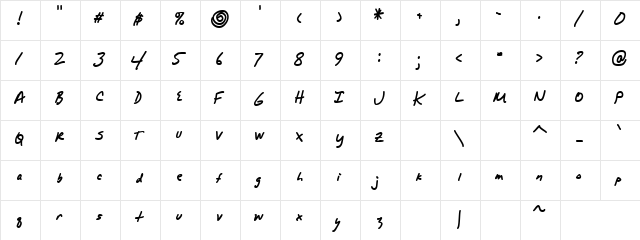 Baby Regular  glyph index
