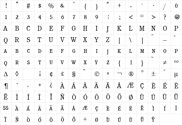CushingNovaSmc Regular  glyph index