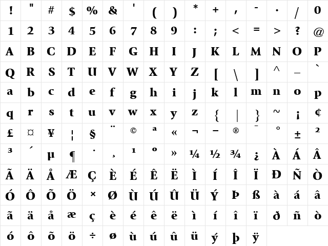 ITCGiovanni-Black Black  glyph index