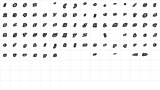 BubleMuble Medium  glyph index