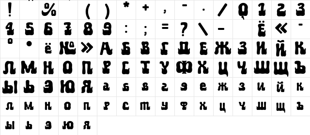 Aktau Regular  glyph index