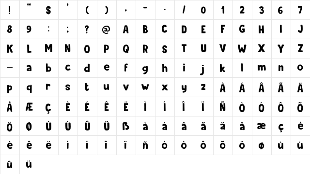 Beanstalker DEMO Regular  glyph index