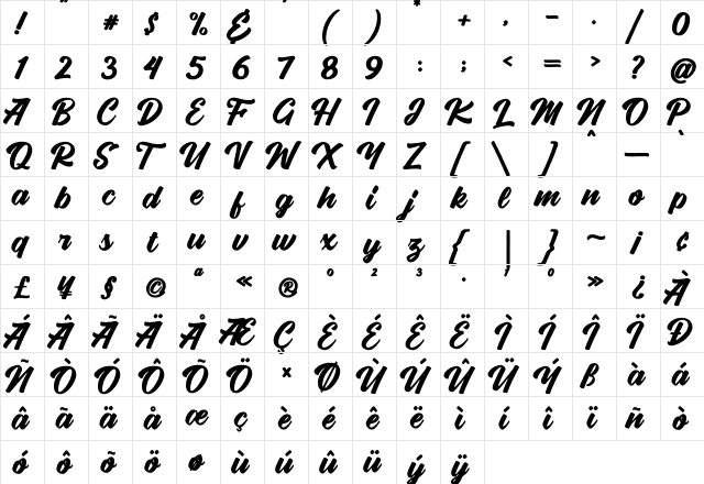 Vigrand Bold Rough Bold-Rough  glyph index