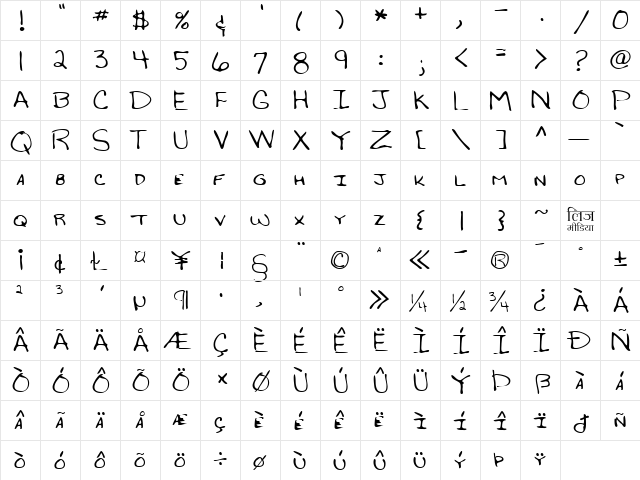 LEHN119 Regular  glyph index