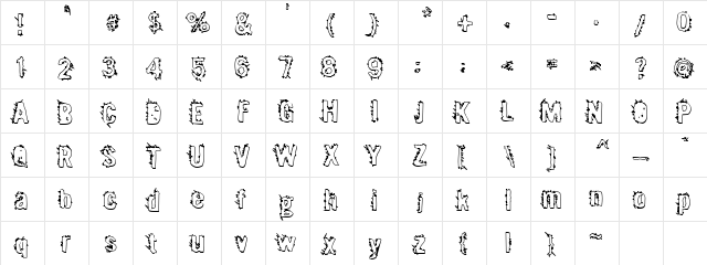 Mx2urban Regular  glyph index