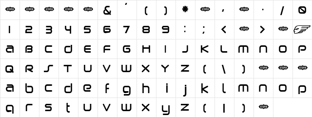 Birdman Bold  glyph index
