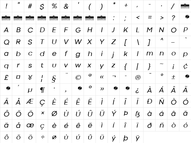 Codec Cold Italic  glyph index