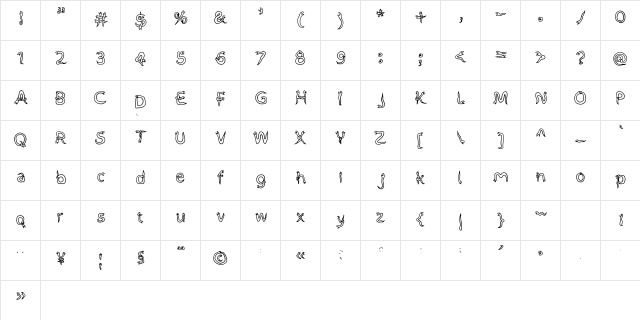 Hebisanfont Regular  glyph index