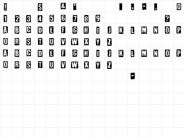 White On Black Regular  glyph index