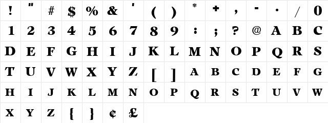 PeplumExpert Normal  glyph index