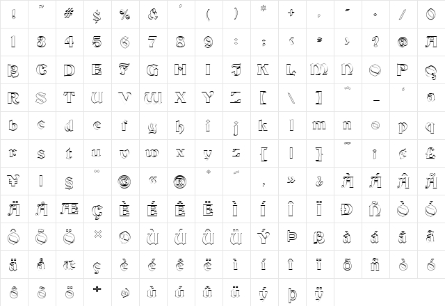FZ JAZZY 19 HOLLOW Normal  glyph index