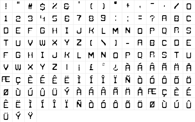 [Zagreb Underground] Regular  glyph index