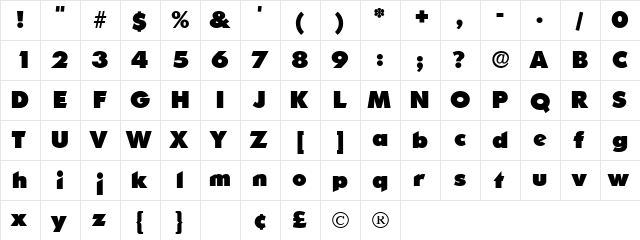 Candella Display SSi Regular  glyph index