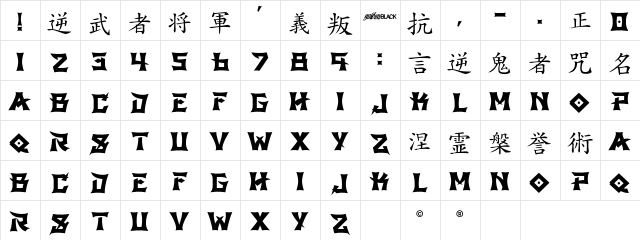 GB Shinto Regular  glyph index