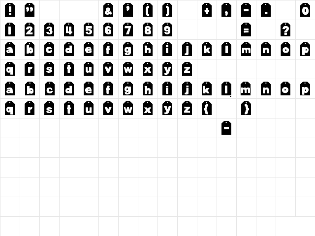 DJB TAGGED Regular  glyph index