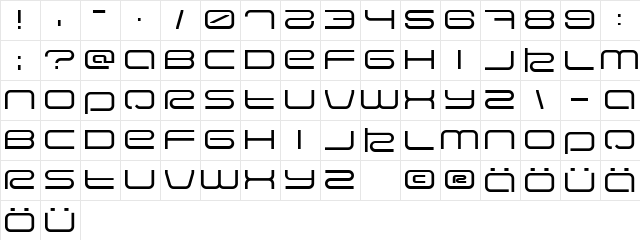 Eva Regular  glyph index