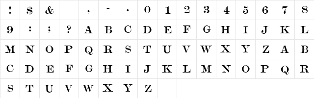 Mercantile Regular HPLHS  glyph index