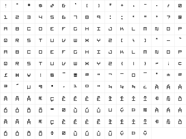 Cellblock NBP Regular  glyph index