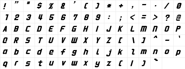 HNkani Medium Italic  glyph index