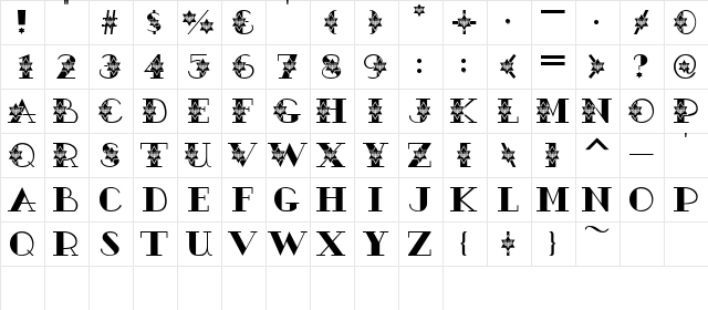 AC1-Menorah Regular  glyph index