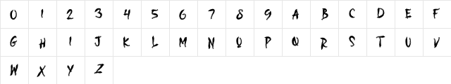 DEAD MARKER Regular  glyph index
