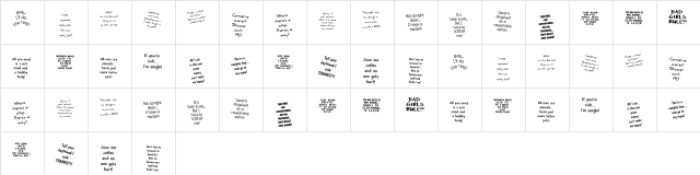 KR Bad Girlz Regular  glyph index