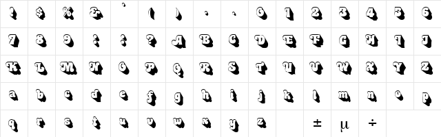 Swinger Regular  glyph index