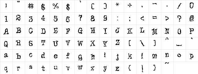 PC Spooky Regular  glyph index