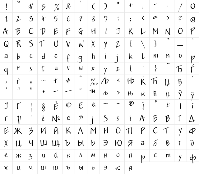 JakobC Regular  glyph index