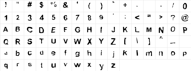 Shot Gun wash Regular  glyph index