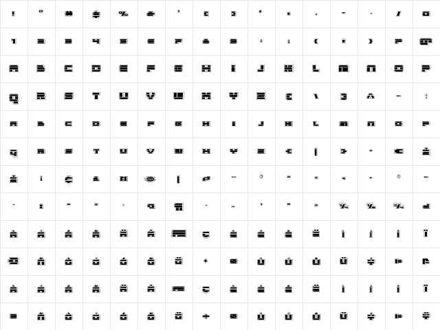 Quicken Academy Regular  glyph index