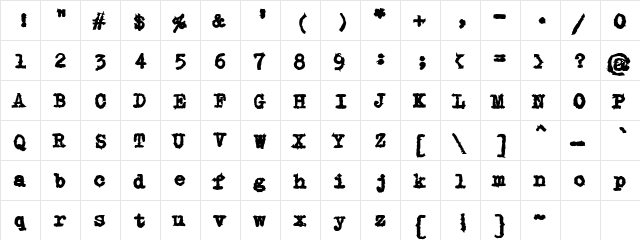CK True Type Bold  glyph index