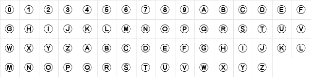 Letter Beads Regular  glyph index