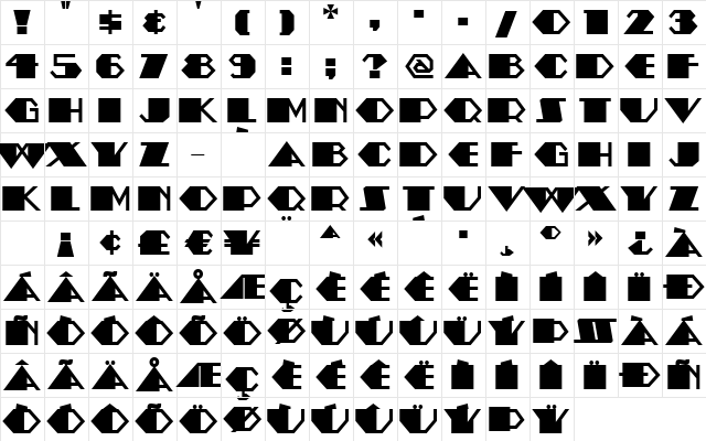 AmstelHeavyNF Regular  glyph index