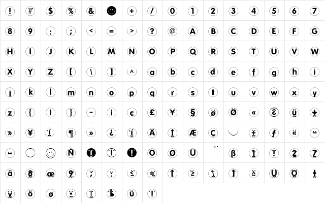 FolksCirclePositive Regular  glyph index
