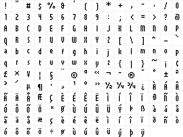 UF Elementar B 09.11.1 a Regular  glyph index