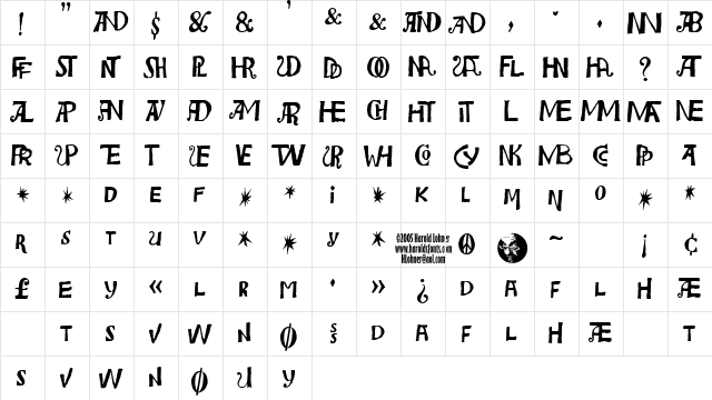 Bensgothic Ligatures Regular  glyph index
