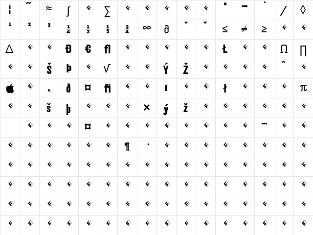 Hydra-BoldExpert Regular  glyph index