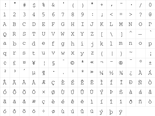 KerusaSSK Regular  glyph index