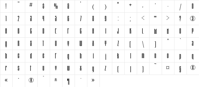 MontblancC Regular  glyph index