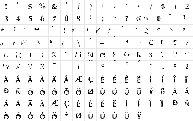 Dinosaur Fontasaurus  glyph index