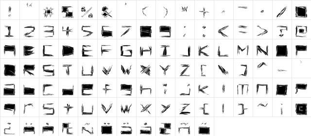 Claustrophont Regular  glyph index