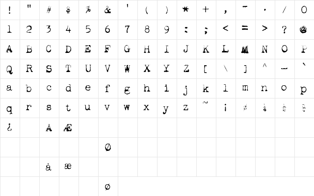 pookie fair Regular  glyph index