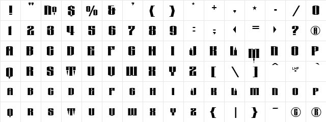 LHF Conclave FLAT wide Regular  glyph index