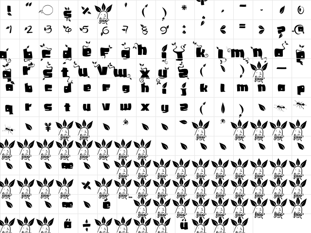 SoupLeaf Medium  glyph index