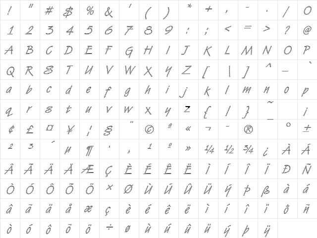 VanDijk07 Becker Regular  glyph index