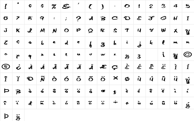 FZ WACKY 1 EX Normal  glyph index