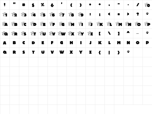 LD Cats Regular  glyph index