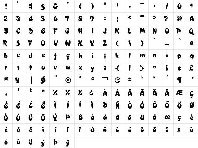 Crescent Regular  glyph index